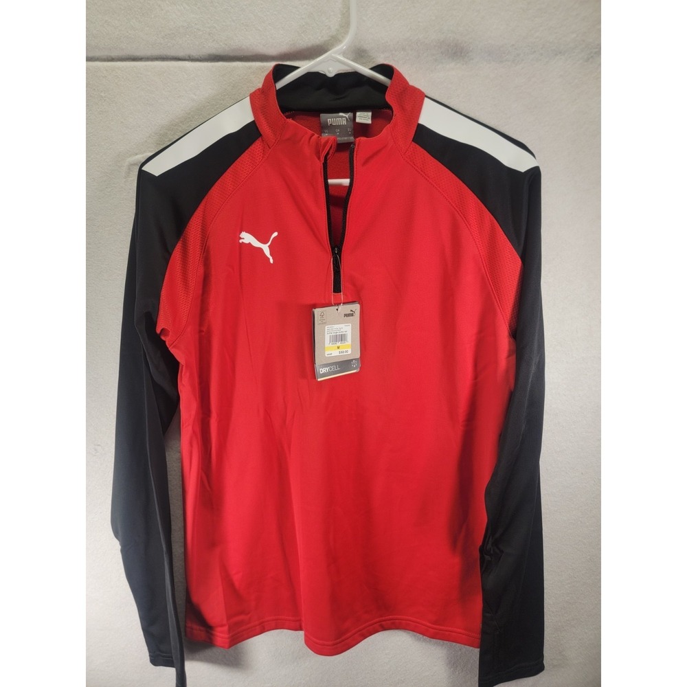 Puma Team Liga Jacket Womens M Red Track Jacket 1/4 Zip Drycell Regular Fit NWT